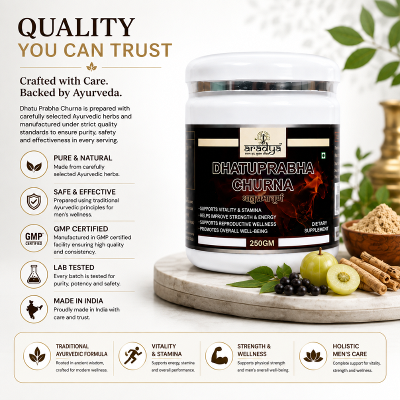 Aradya Dhatu Prabha Churna – Pack of 3 | Ayurvedic Men’s Vitality & Strength Support